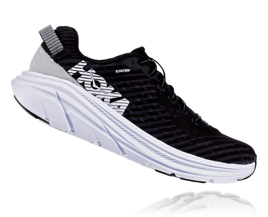 Hoka One One Mens Running Shoes - Rincon - Black/White - XBKL14265